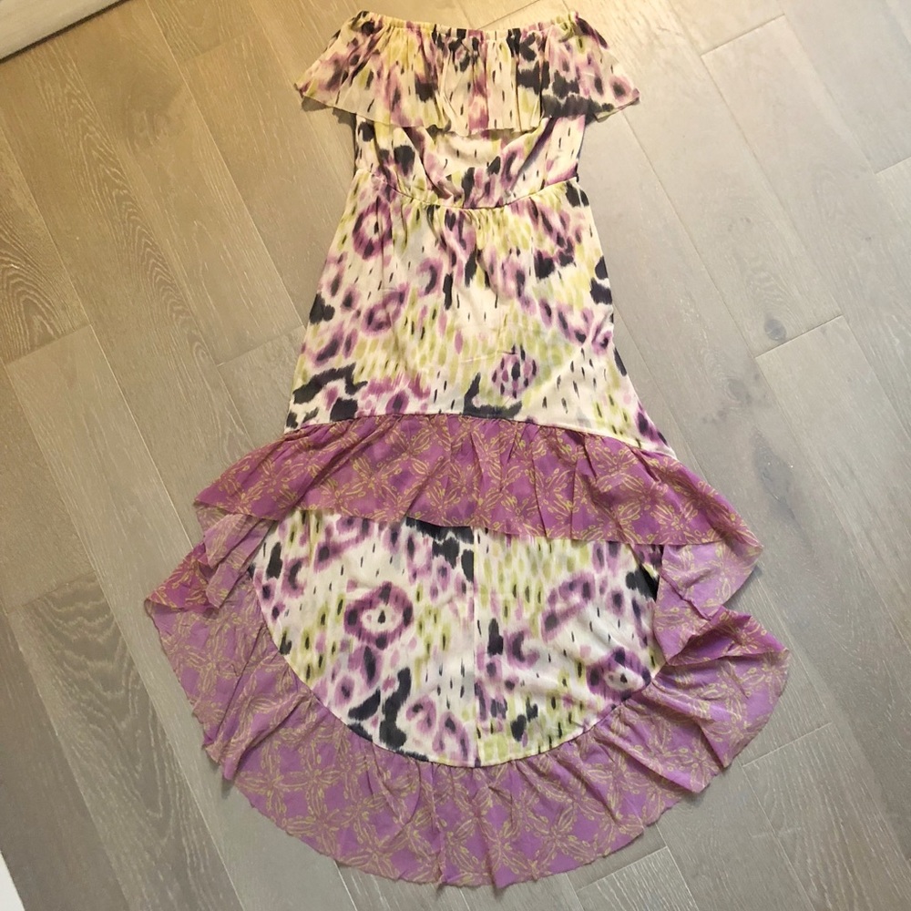 Anthropologie Lilka Strapless Popover Hi-Low Printed Flowy Dress XS - Picture 5 of 6